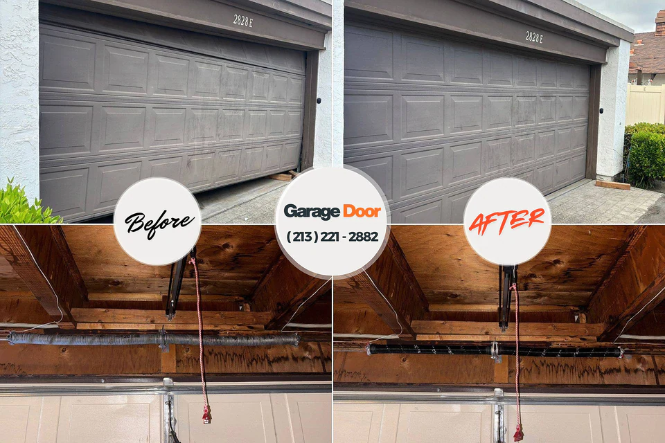 Before and after: garage door repair Montpelier, ID